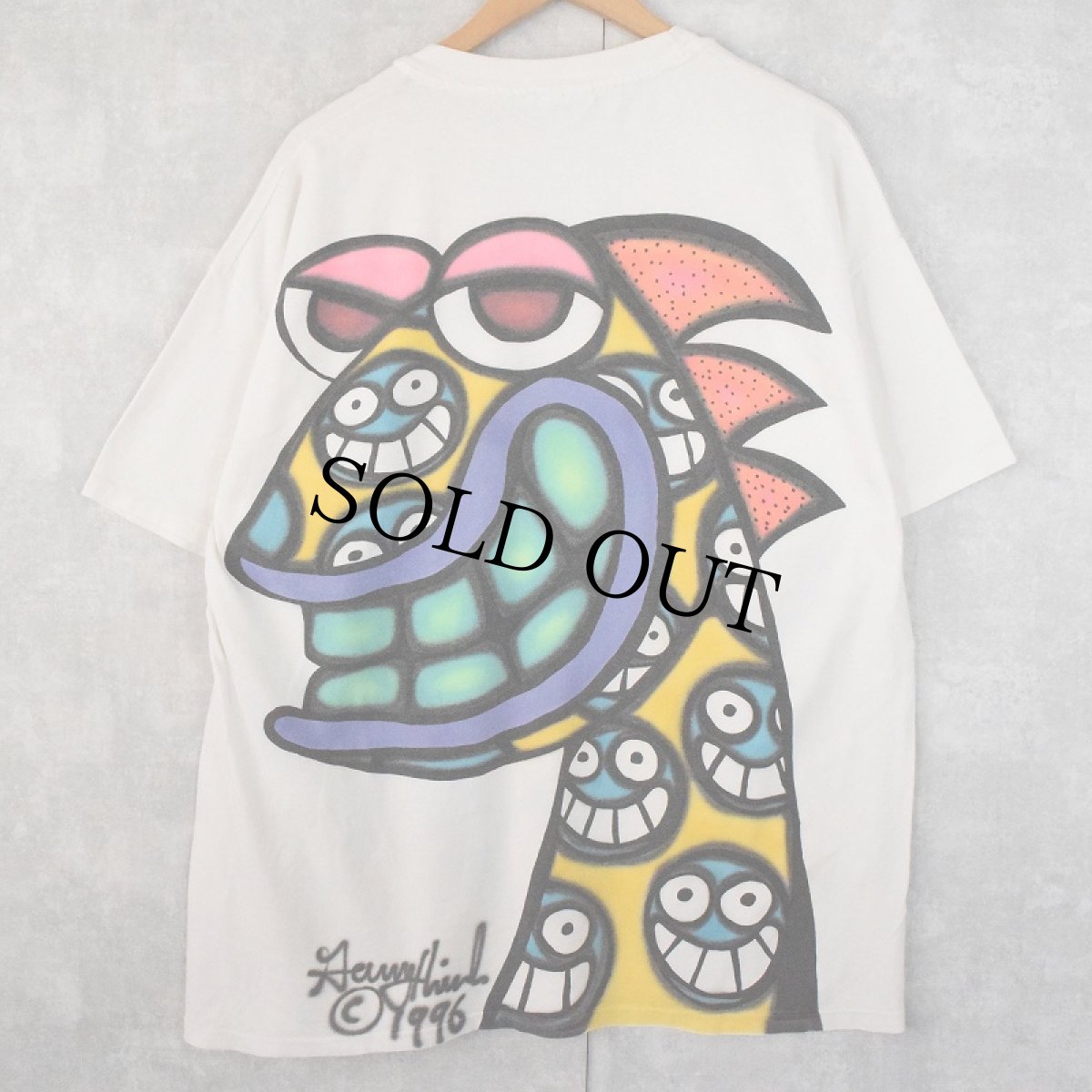 画像2: 90's Gary Hirsch アートプリントTシャツ XL (2)