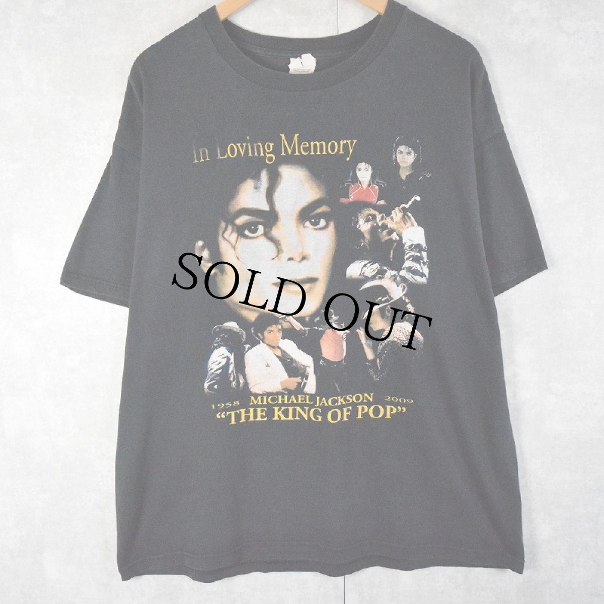 画像1: MICHAEL JACKSON "THE KING OF POP" ミュージシャン追悼Tシャツ XL (1)