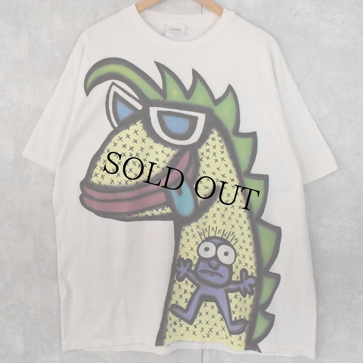 画像1: 90's Gary Hirsch アートプリントTシャツ XL (1)