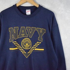 画像1: 90's SOFFE "NAVY" リフレクタープリントスウェット NAVY L (1)