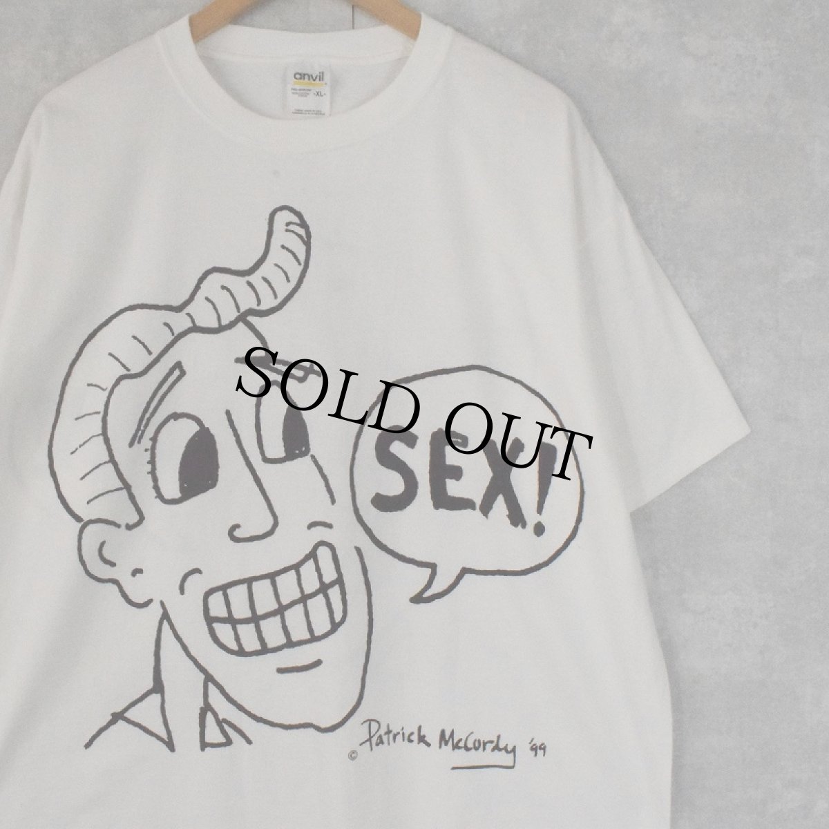 画像1: 90's Patrick Mccurdy "SEX! BEER!" アートプリントTシャツ XL (1)