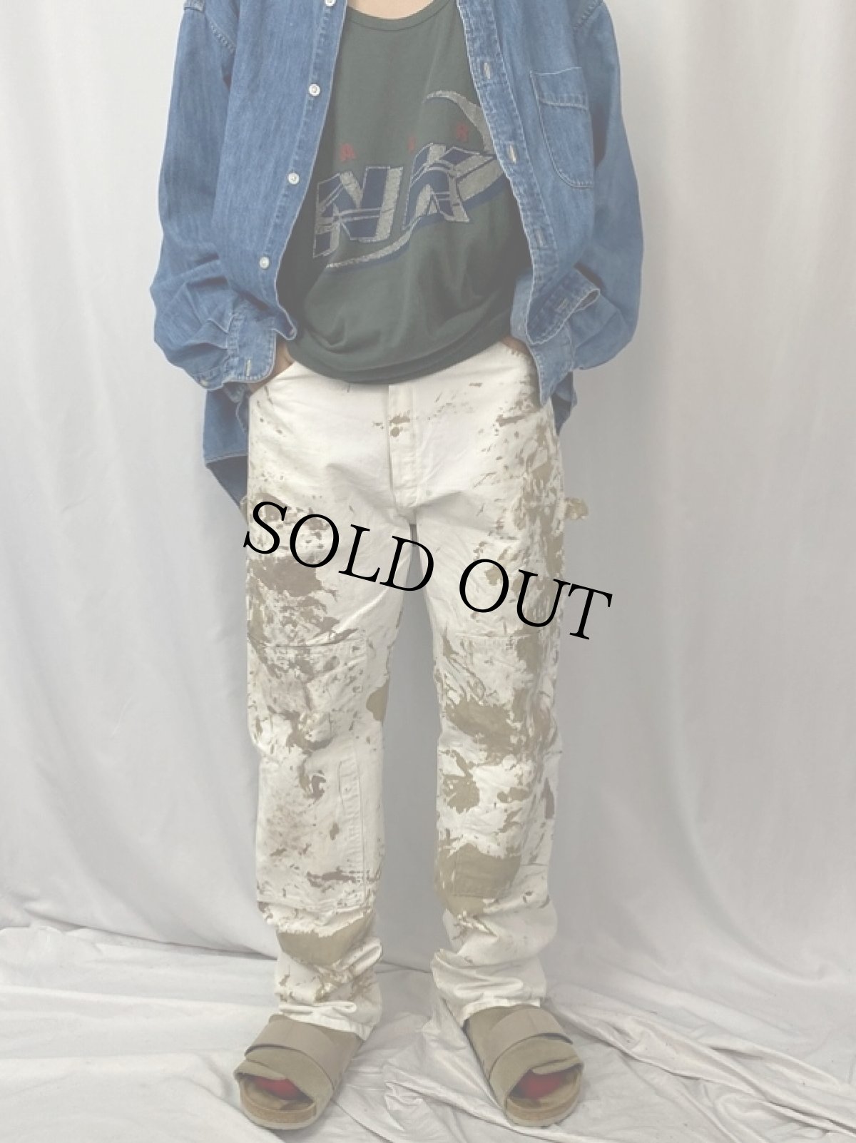 画像2: Dickies ペンキペイント ダブルニーペインターパンツ W34 (2)