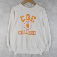 画像1: 80's "COE COLLEGE" カレッジプリントラグランスウェット (1)