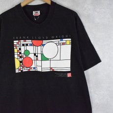 画像1: 90's FRANK LLOYD WRIGHT USA製 建築家プリントTシャツ BLACK XL (1)