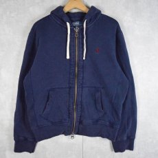 画像1: POLO Ralph Lauren ロゴ刺繍スウェットジップパーカー NAVY XL (1)