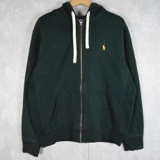 画像1: POLO Ralph Lauren ロゴ刺繍スウェットジップパーカー GREEN L (1)