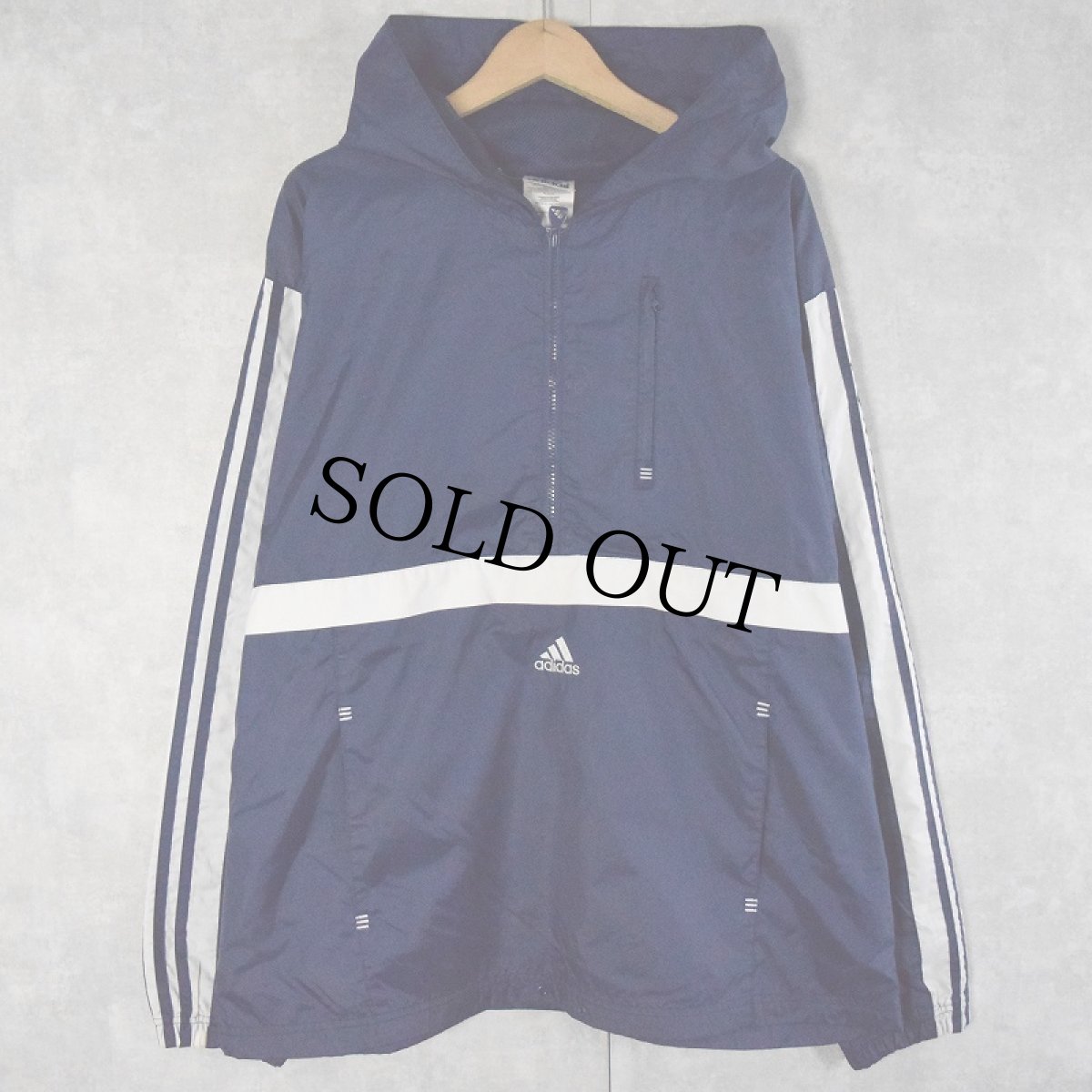 画像1: 2000's adidas ナイロンアノラックパーカー NAVY 2XL (1)