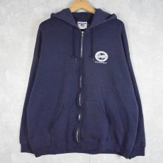 画像1: 90's Lee "Genuine Rabger Wear" プリント スウェットジップパーカー NAVY 2X (1)