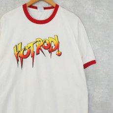 画像1: "HOTROD!" プリントリンガーTシャツ XL (1)