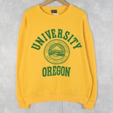 画像1: 90's JANSPORT USA製 "UNIVERSITY OREGON" フロッキープリントスウェット (1)