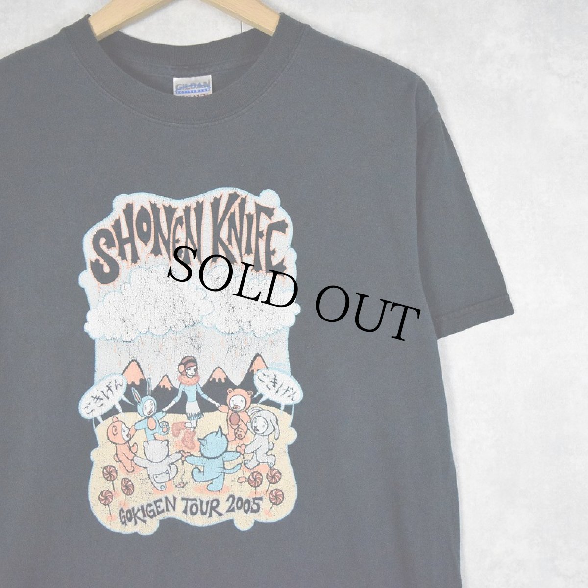 画像1: 2000's Shonen Knife "GOKIGEN TOUR 2005" ガールズバンドTシャツ S (1)