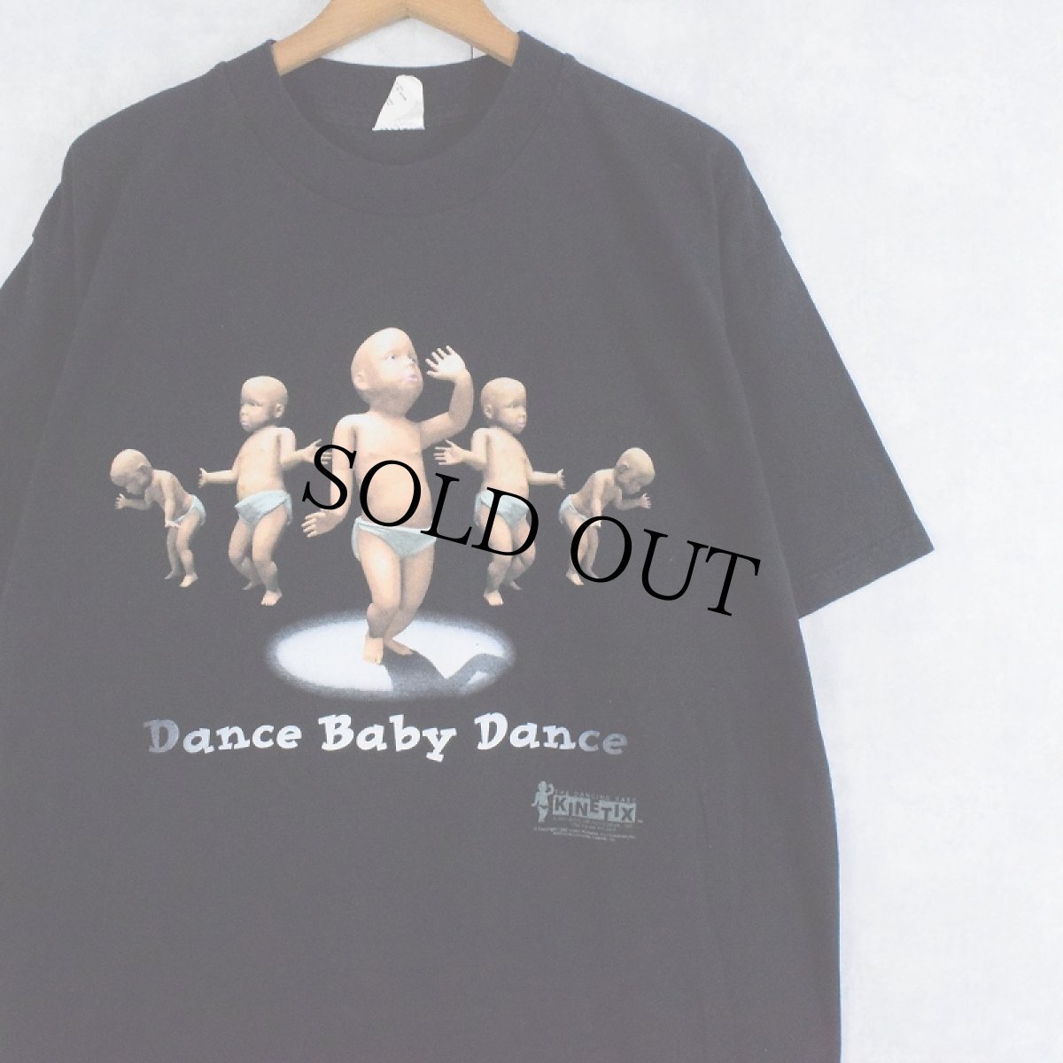 画像1: 90's THE DANCING BABY "Dance Baby Dance" イラストプリントTシャツ BLACK XL (1)
