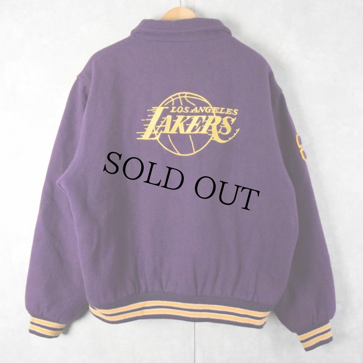 画像2: 90's LOS ANGELES LAKERS パッチ×刺繍 NBAチームメルトンスタジャン L (2)
