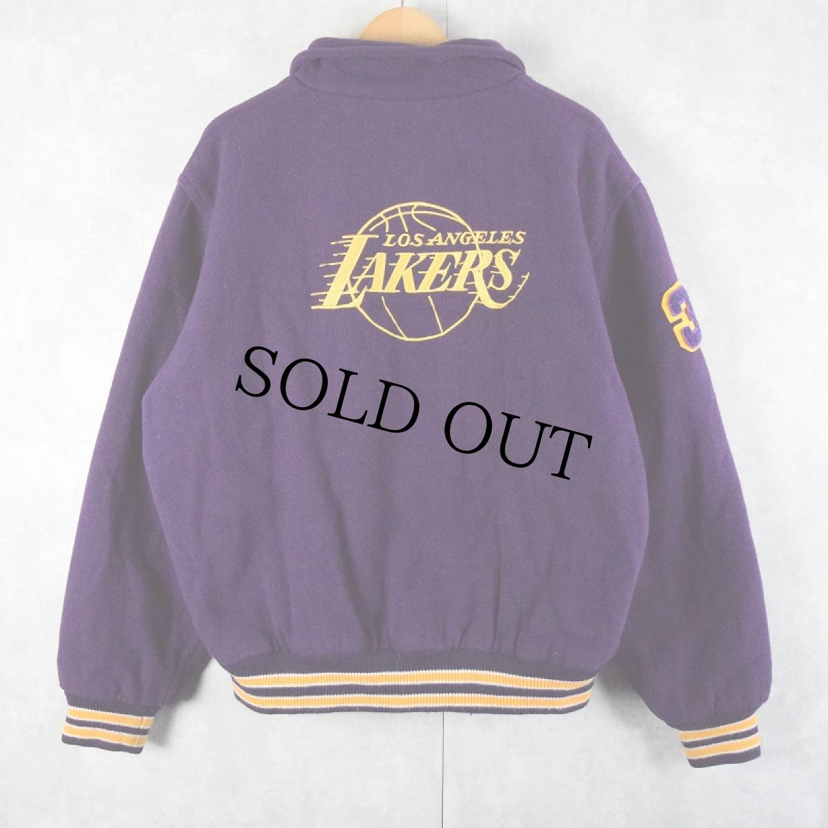画像2: 90's LOS ANGELES LAKERS パッチ×刺繍 NBAチームメルトンスタジャン L (2)