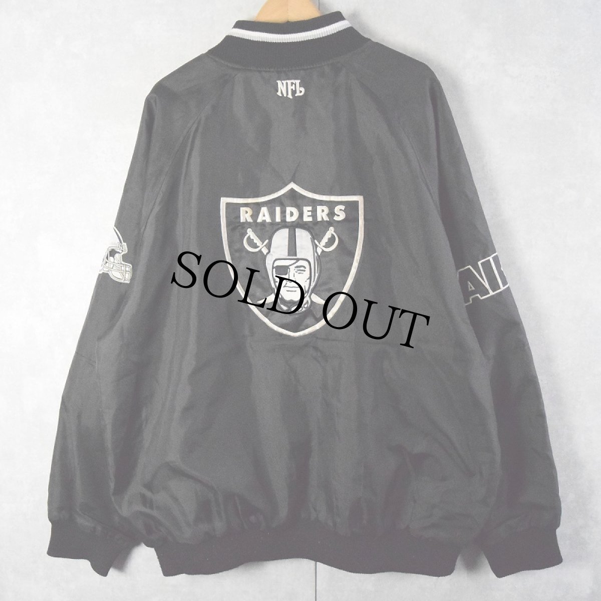 画像2: RAIDERS NFLチームロゴ刺繍　リバーシブルナイロンジャケット XL (2)