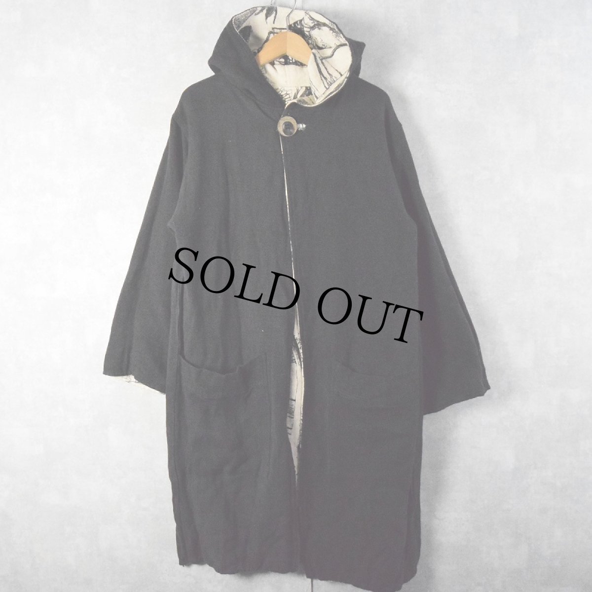 画像2: tribe NEPAL製 総柄デザイン リバーシブル フードコート S (2)