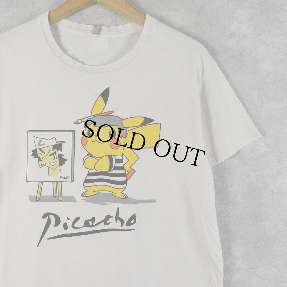 画像1: POKEMON "Picacho" アートパロディTシャツ M (1)