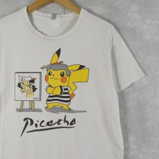 画像1: POKEMON "Picacho" アートパロディTシャツ M (1)