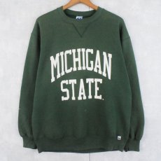 画像1: 90's〜 USA製 "MICHIGAN STATE" 前V プリントスウェット L (1)