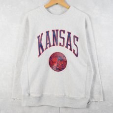 画像1: 90's〜 USA製 REVERSE WEAVE TYPE "KANSAS" カットオフ プリントスウェット L (1)