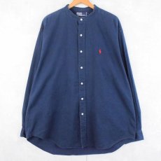 画像1: POLO Ralph Lauren "POSTBOY" ロゴ刺繍 バンドカラー コットンシャツ XL (1)