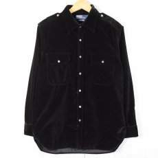 画像1: POLO Ralph Lauren ITALY製 ブラックベルベットシャツ L (1)