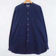 画像1: POLO Ralph Lauren "BERNARD" 総柄織り バンドカラー コットンシャツ XL (1)