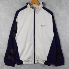 画像2: 90's NIKE "AIR" メッシュ切り替え ロゴ刺繍ナイロンジャケット L (2)