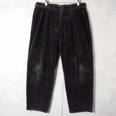 画像1: 90's POLO Ralph Lauren USA製 "POLO CORDS" 2タック 太畝コーデュロイパンツ BLACK W34 (1)