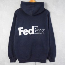 画像1: 90's Lee "FedEx" 企業ロゴプリントスウェットフーディ NAVY (1)