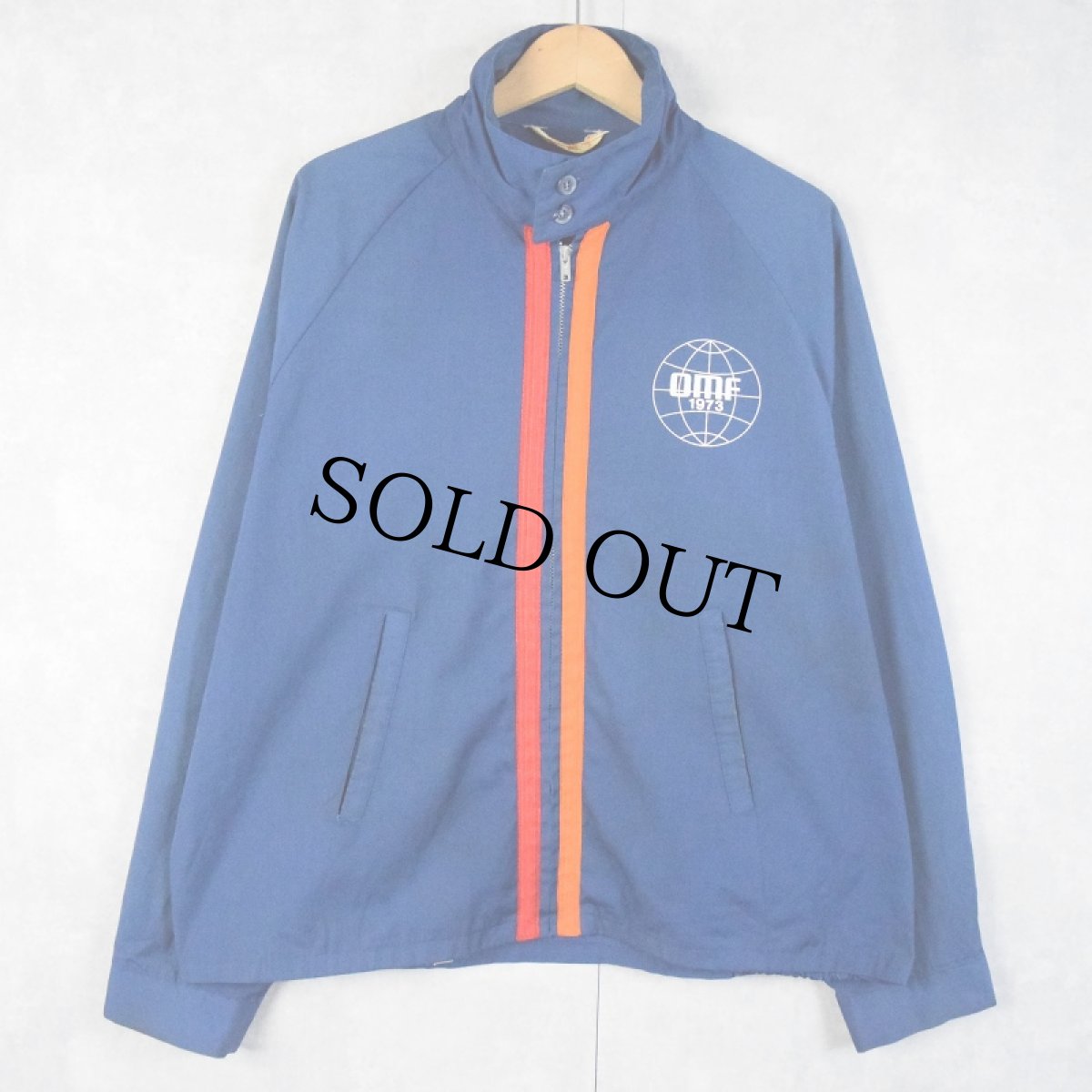 画像1: 【SALE】 70's SPORTSMASTER "OMF 1973" ロゴプリントジャケット NAVY XL (1)