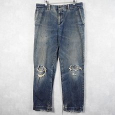 画像1:  Ralph Lauren ITALY製 ブルックリンチョークストライプ デニムパンツ W36  (1)