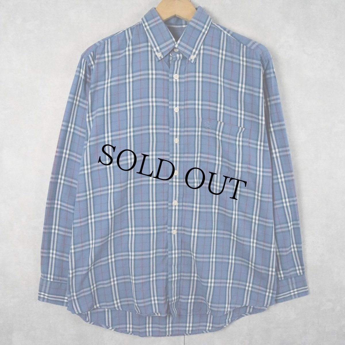 画像1: BURBERRY LONDON バーバリーチェック柄 ボタンダウンシャツ M (1)