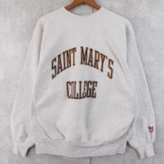 画像1: 90's MV SPORT REVERSE WEAVE TYPE USA製 "SAINT MARY'S COLLEGE" プリントスウェット L (1)