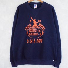 画像1: 80's RUSSEL ATHELETIC USA製 "IRON BOWL" 前V プリントスウェット NAVY XXL (1)