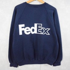 画像1: 90's FedEx USA製 企業ロゴプリントスウェット NAVY M (1)