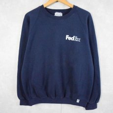 画像2: 90's FedEx USA製 企業ロゴプリントスウェット NAVY M (2)