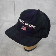 画像1: 90's POLO SPORT Ralph Lauren USA製 ブラックウォッチチェック柄 コットンキャップ S/M (1)