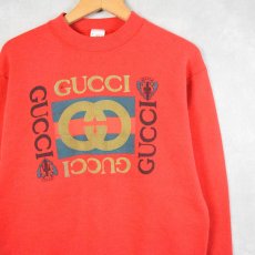 画像1: 90's ブート GUCCI USA製 ロゴプリントスウェット M (1)