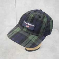 画像1: 90's POLO SPORT Ralph Lauren ブラックウォッチチェック柄 コットンキャップ (1)