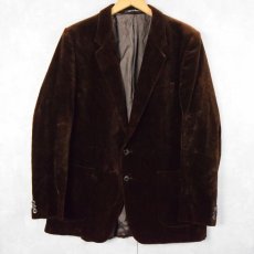 画像1: 80's YVES SAINT LAURENT FRANCE製 ベルベットテーラードジャケット BROWN (1)