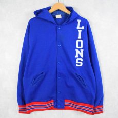 画像1: 【SALE】  BETLIN MFG CO. "LIONS" フード付き プリントナイロンジャケット XL (1)