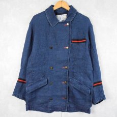 画像1: 90's KENZO Jeans 北斎タグ FRANCE製 デザイン インディゴリネンジャケット M (1)