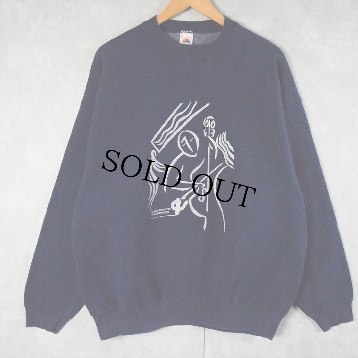 画像1: 90's GREATER TWIN CITIES' YOUTH SYMPHONIES 芸術団体 アートプリントスウェット NAVY XL (1)