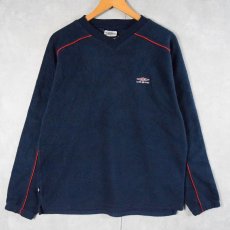 画像1: 2000's UMBRO ロゴ刺繍 フリースプルオーバー NAVY M (1)