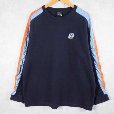 画像1: 90's NIKE 切り替えデザイン フリーススウェット NAVY M (1)