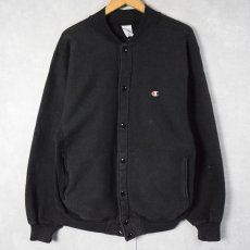 画像1: 90's Champion REVERSE WEAVE USA製 目付き スウェットスナップカーディガン BLACK M (1)