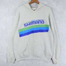 画像1: 90's SHIMANO USA製 スポーツメーカー プリントスウェットフーディー XL (1)