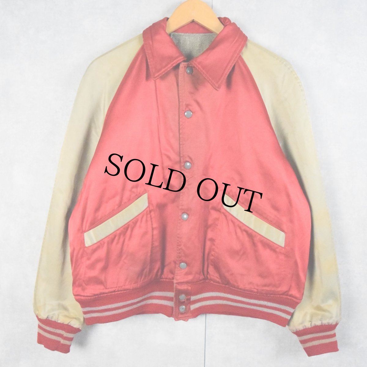 画像2: 50's C&S SPORTING GOODS Co. ウール×サテン リバーシブルスタジャン SIZE42 (2)