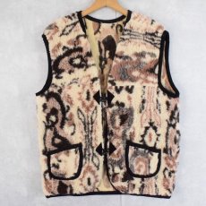 画像1: 【SALE】  総柄 ボアベスト 3XL (1)
